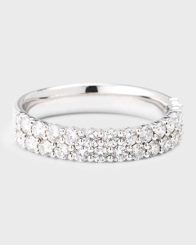 18K White Gold Paramount Diamond 2 Row Band, Size 8, 1.03tcw